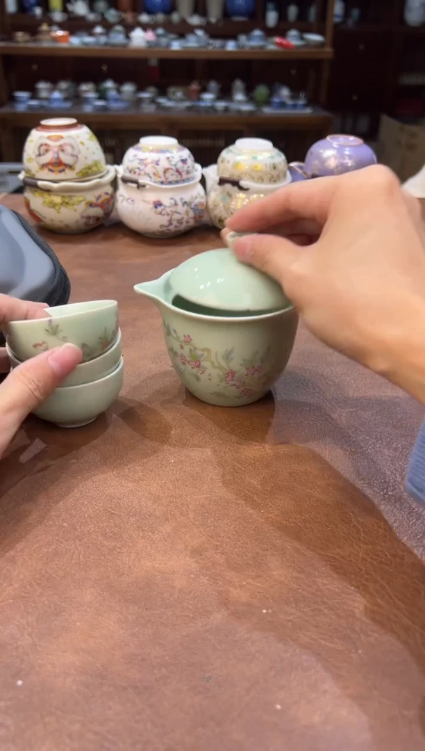 真的很便宜超好看会开片的旅行茶具