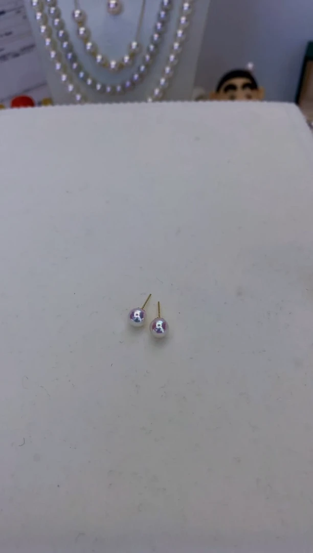 18K金镶嵌海水珍珠饰品5-6素钉定制