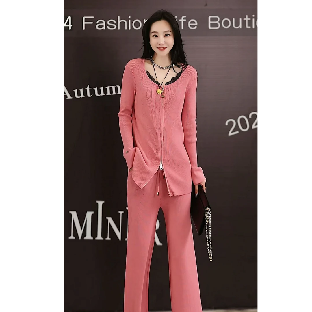 【MINERFUSHI】深圳欧货气质款显瘦拉链针织套装