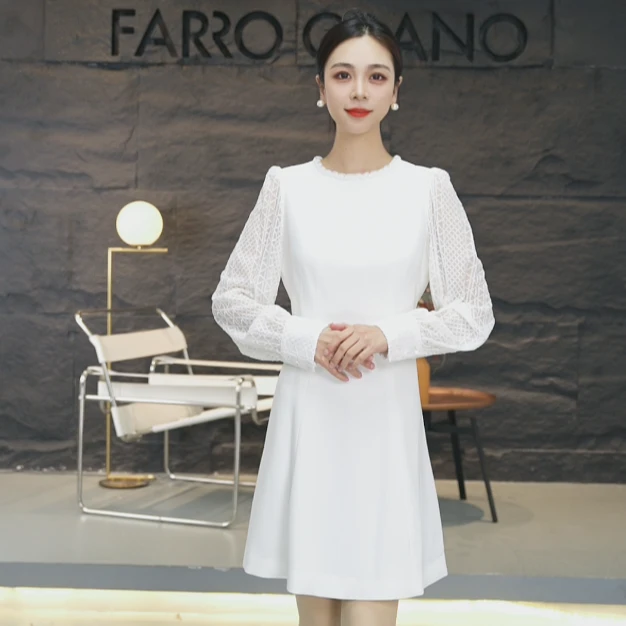 FARROGRANO/菲诺格诺显瘦气质长袖修身法式优雅小黑裙FL1Y010