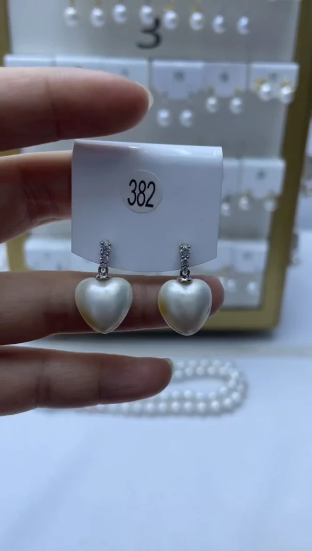 耳饰拼合珍珠（马贝珠）银S925镶嵌382
