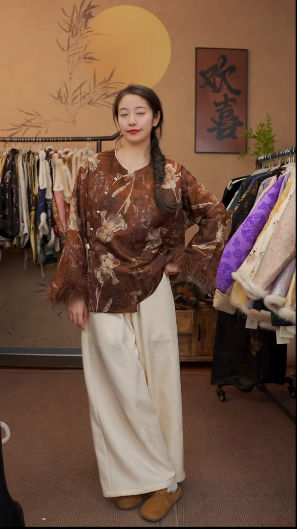 干枯玫瑰棉服外套