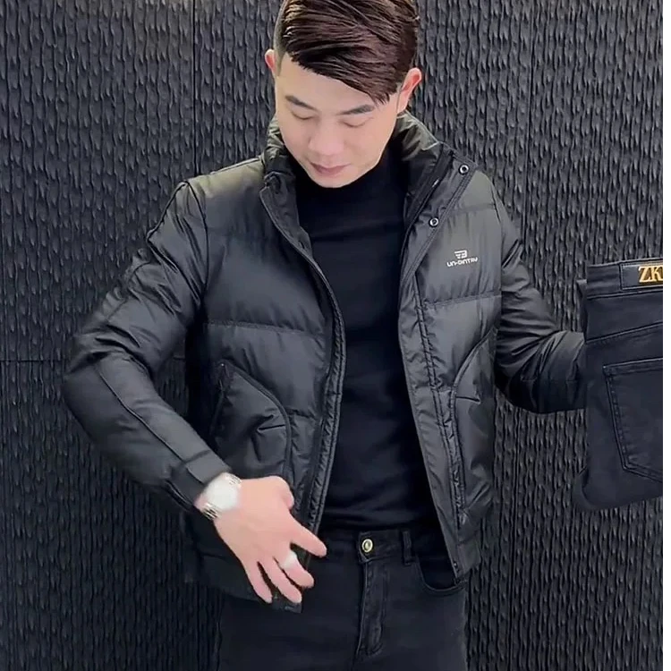 2025年冬季男士羽绒服韩版修身时尚潮牌短款立领外套高级感保暖潮