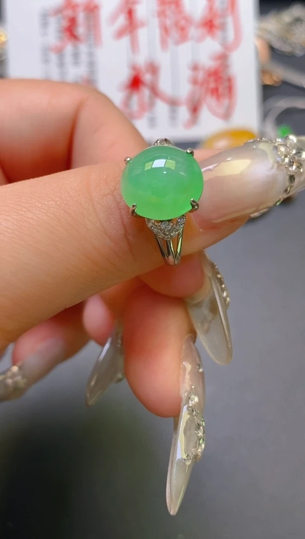 【闪购商品】翡翠耳饰银S925镶嵌天然A货翡翠1