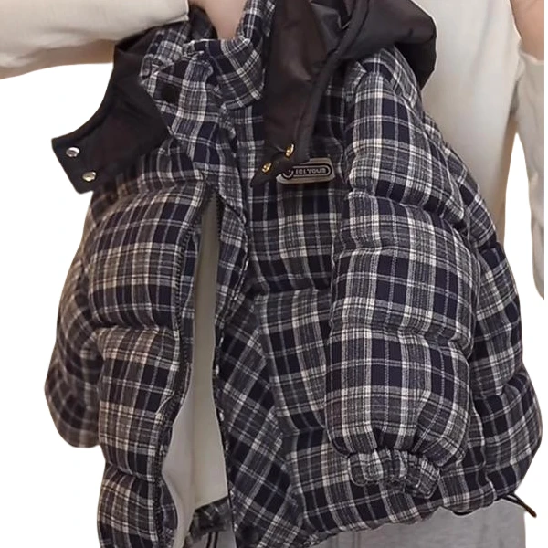 男童冬装棉衣外套复古格子棉服加厚加绒保暖休闲连帽冬装外套