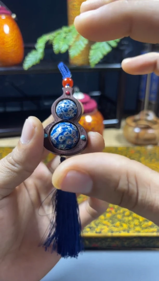 黄花梨/降香黄檀其他犀皮大漆珠 葫芦型挂坠