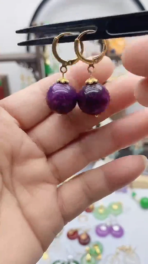 14K金镶嵌苏纪石（舒俱来）耳饰172