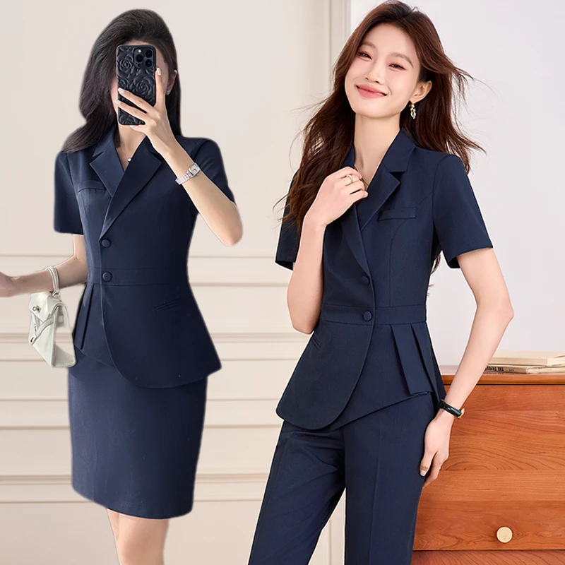 夏季轻薄西装套装女时尚西服正装女神范正装显瘦修身工作服职业装