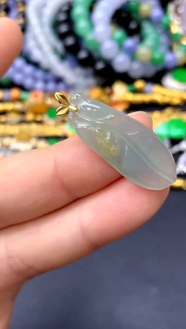 颈饰18K金镶嵌翡翠99-中国好珍宝