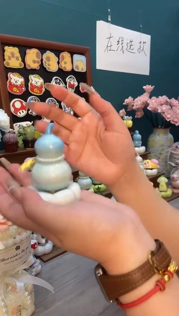 摆件陶天蓝葫芦景德镇陶瓷摆件1个装