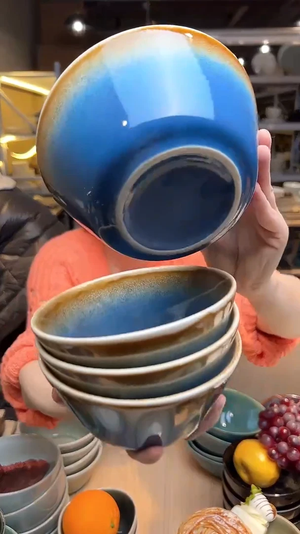 瓷154外贸尾货高温釉下彩陶瓷餐具默认微瑕