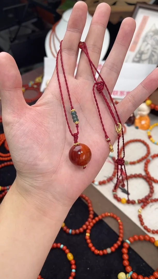 项链未镶嵌南红玛瑙2.0南红单珠项链QF-D35（多样性发一）