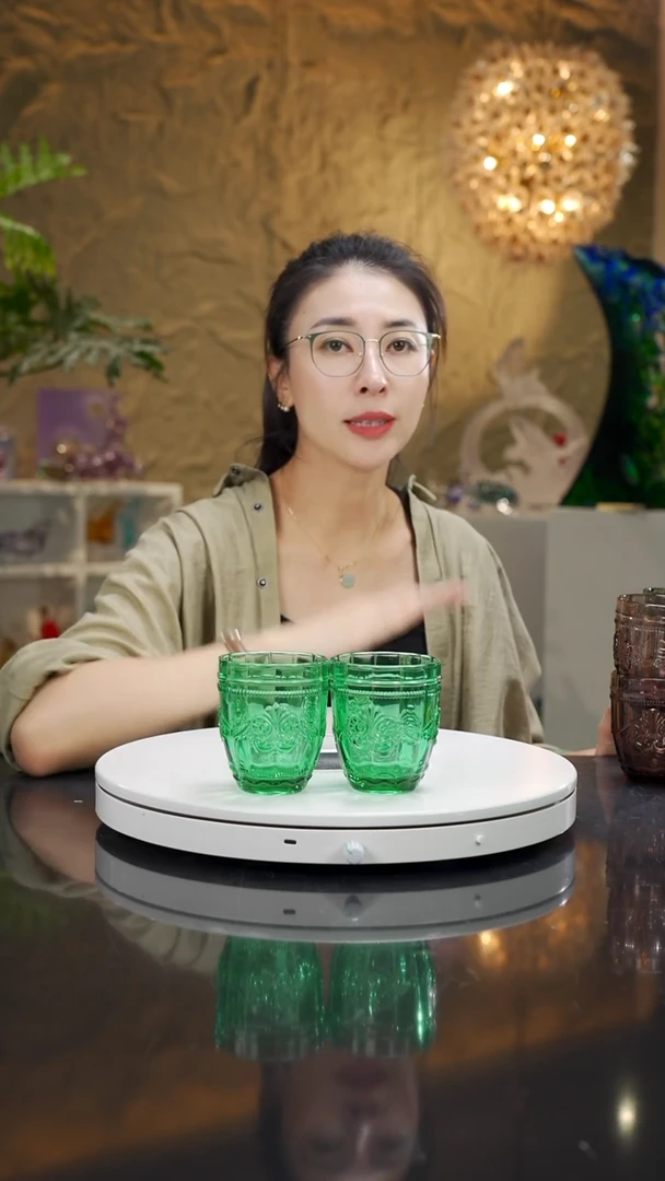 琉璃绿色福利水杯8只