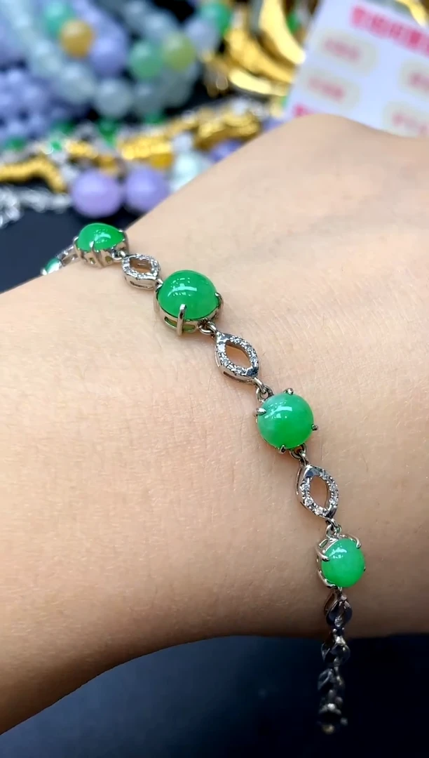 18K金镶嵌手链翡翠258-中国好珍宝