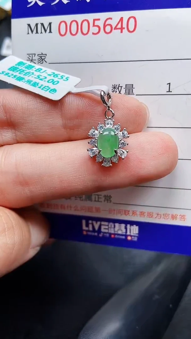 颈饰银S925镶嵌翡翠5640