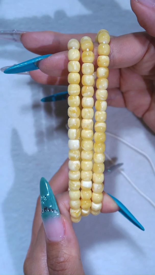 手链蜜蜡未镶嵌收藏级7mm金白溶洞妖花108