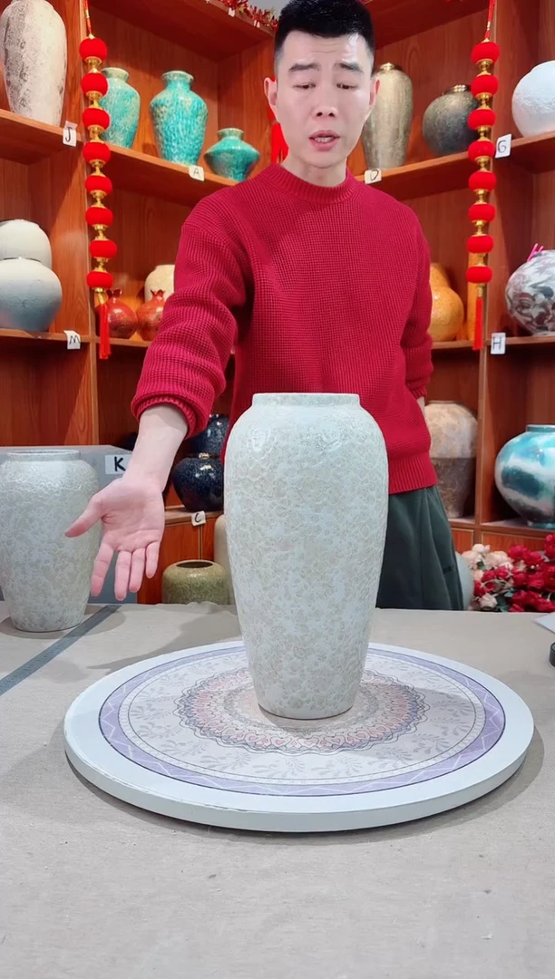 瓶茶白 大号 陶瓷花瓶 无花 精品