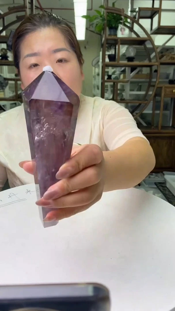 水晶珠宝半成品未镶嵌紫晶权杖D405