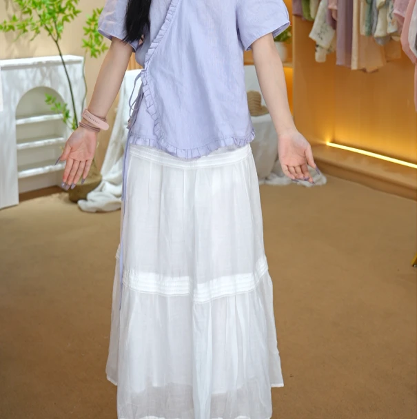 100苎麻新款休闲宽松女士百搭半身百搭衬衫女