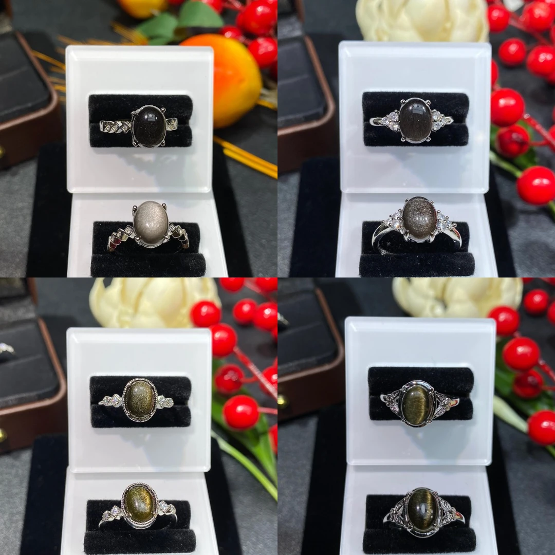 天然黑曜石戒指轻奢时尚戒指复古经典戒指