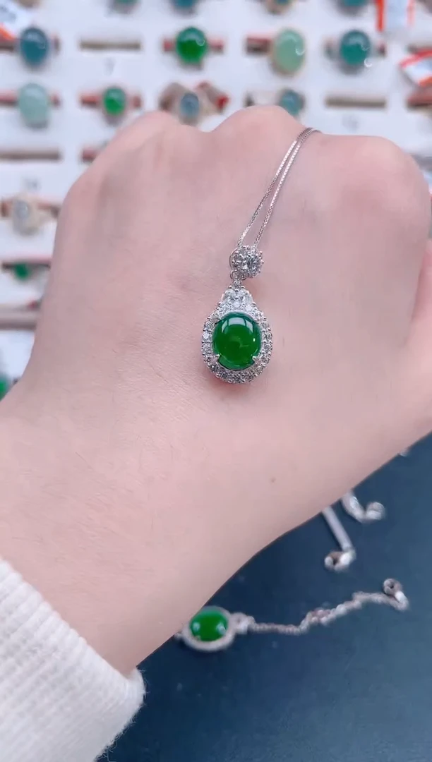 颈饰银S925镶嵌翡翠天然翡翠