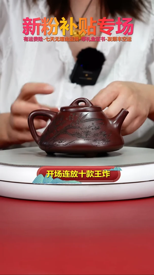 茶壶紫砂龙血砂岁寒三友子冶石瓢230CC