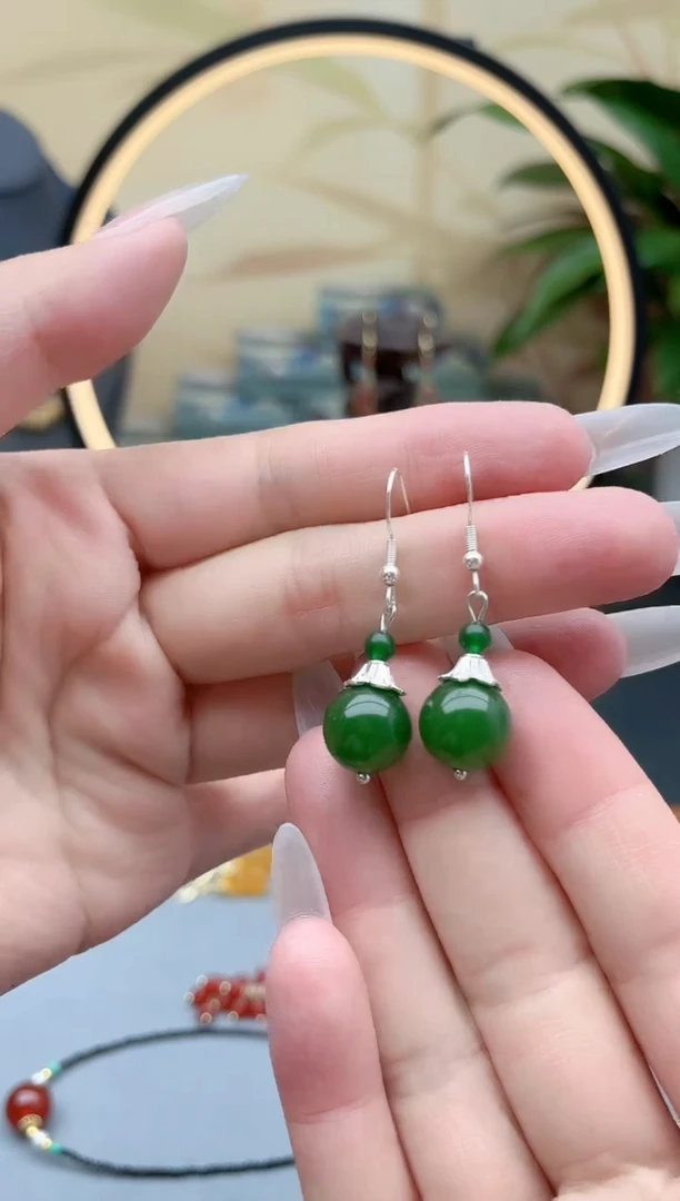 玛瑙/玉髓耳饰银S925镶嵌682