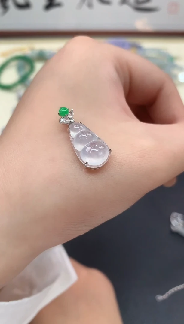吊坠(不含链)18K金镶嵌翡翠108-吊坠