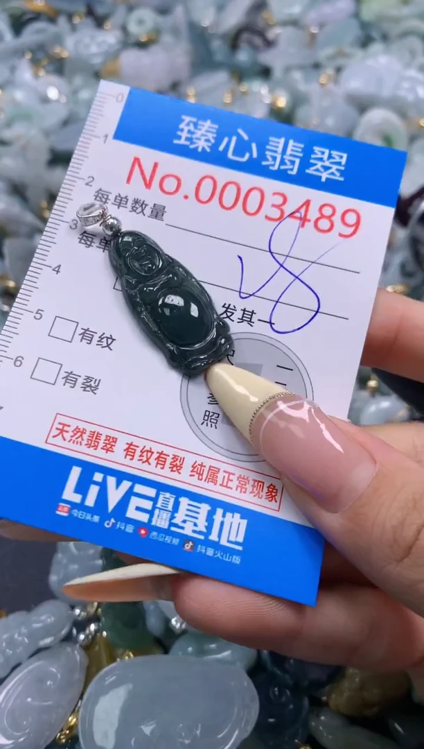 翡翠未镶嵌颈饰含绳0003489