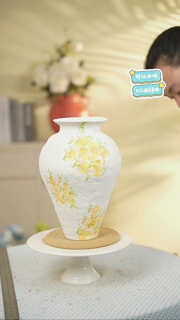 白蒲黄景德镇高端陶瓷花瓶家居水培插花瓶