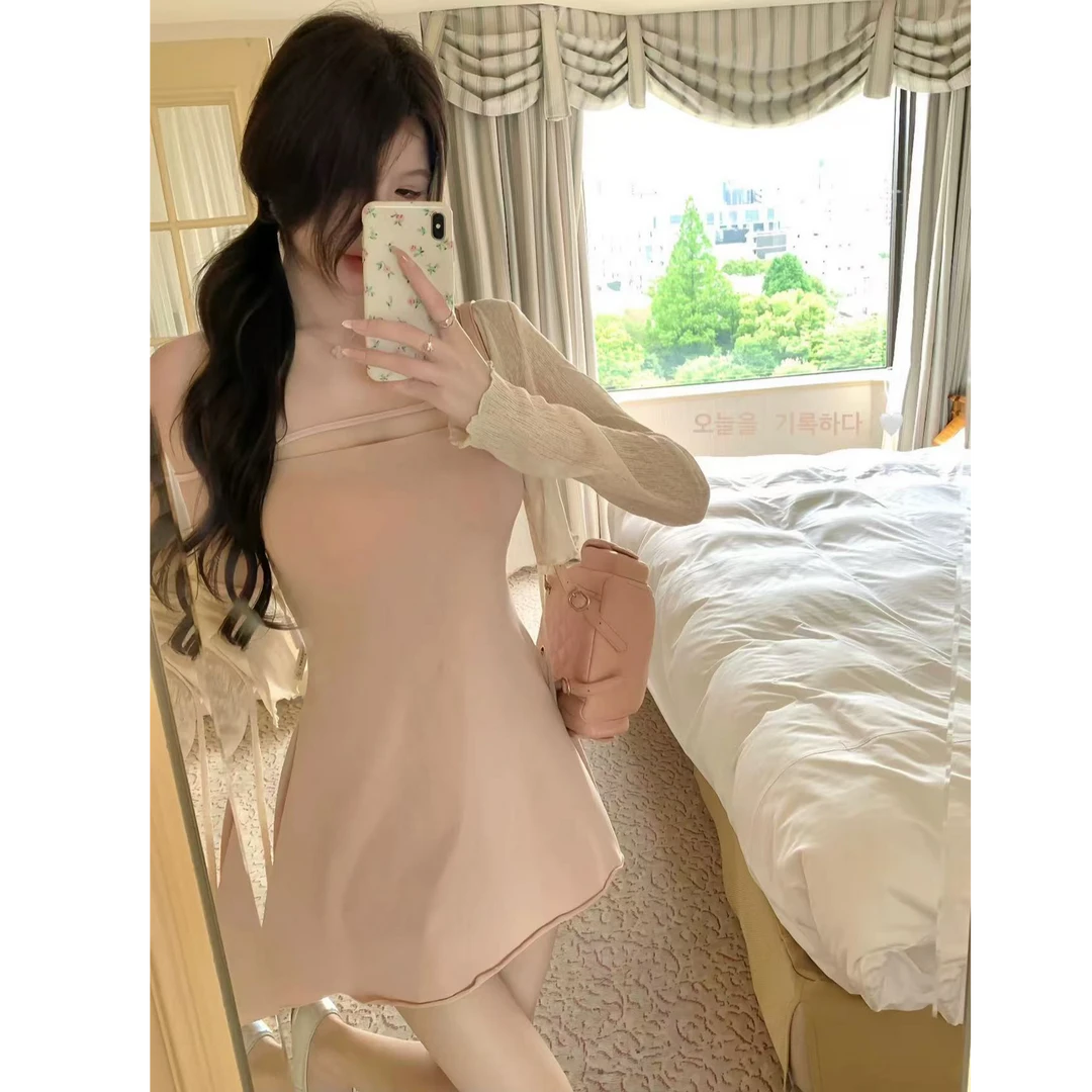 年糕wenn 韩女基础版裙裙气质吊带连衣裙女韩系温柔纯欲A字短裙