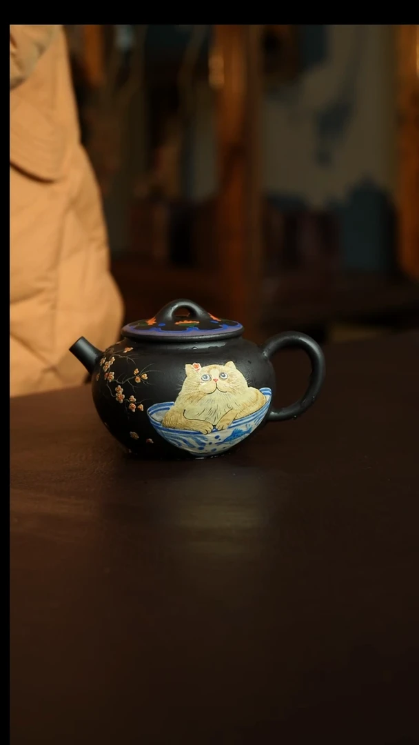 茶杯紫砂78号  范士玉老师黑墩头猫咪壶