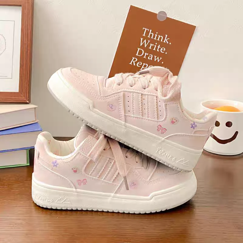 韩版新款小众白色面包鞋女ins潮2025新款学生百搭休闲板鞋F10