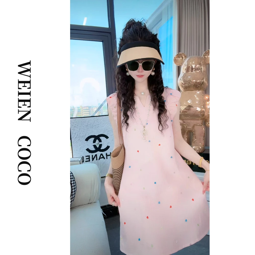 【薇恩COCO】轻奢气质显瘦连衣裙中长款刺绣夏季新款女裙K4934