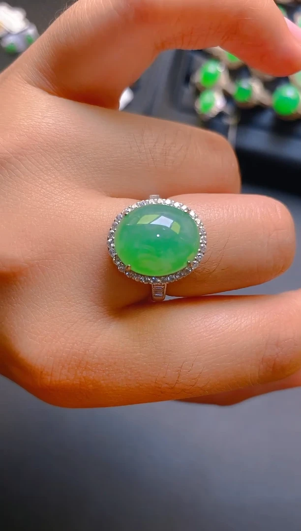 【闪购商品】翡翠耳饰银S925镶嵌天然A货翡翠1