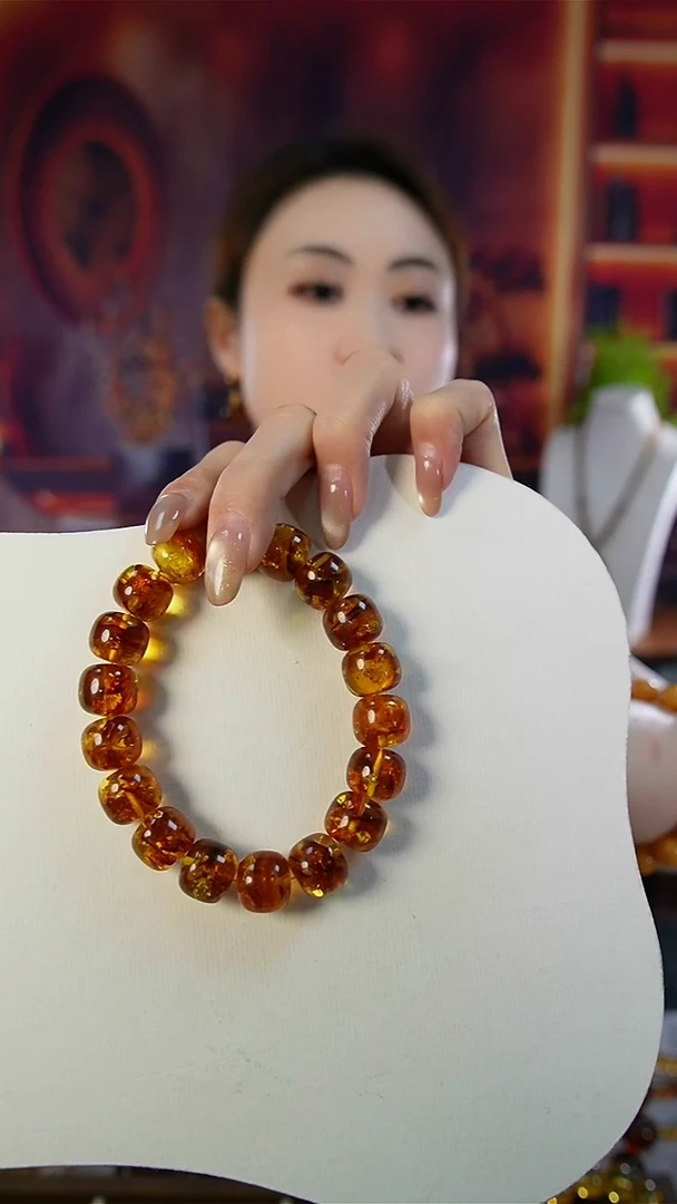 手链琥珀未镶嵌天然花珀老型直切手串 13mm+