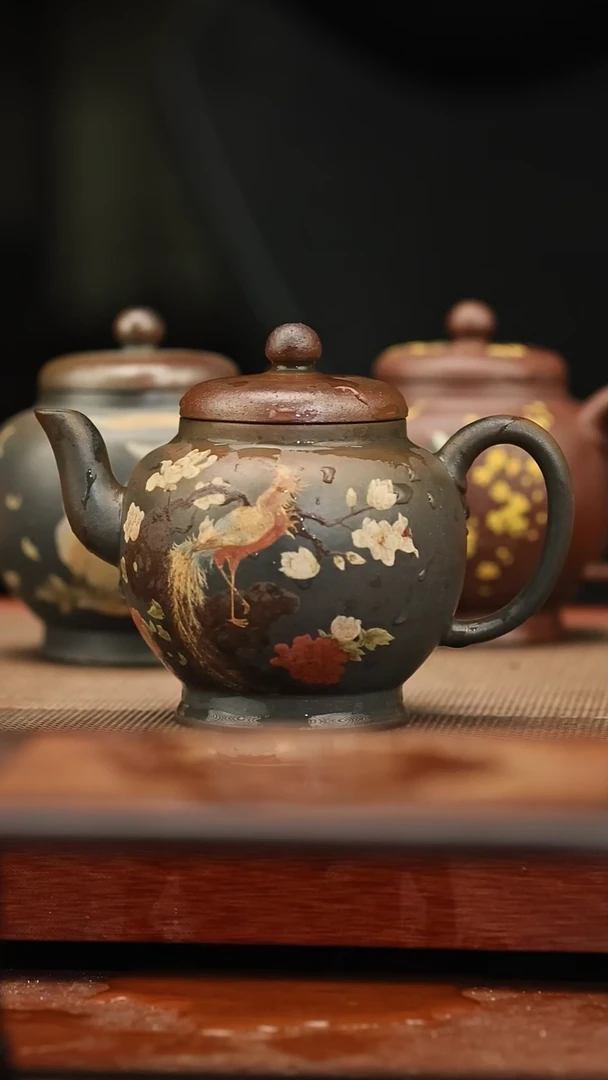 茶壶紫砂柳*凤凰 220毫升紫泥柴烧