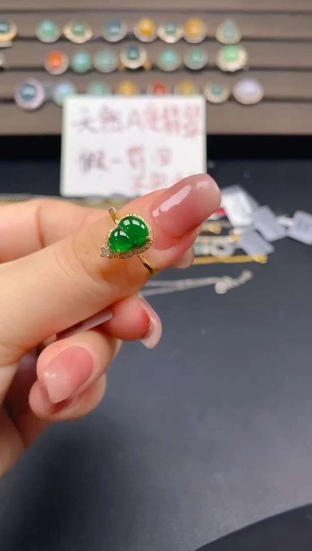 翡翠戒指银S925镶嵌59