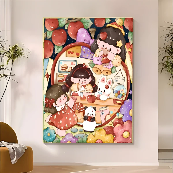 2025年新款苹果女孩炫彩DIY钻石画40*50