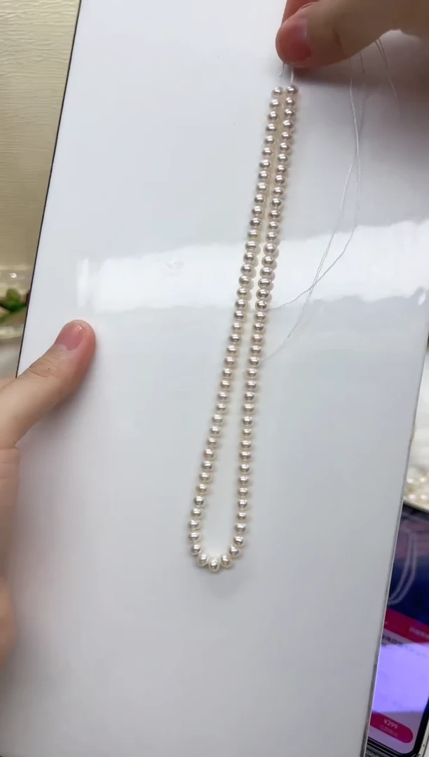 淡水珍珠未镶嵌项链白色四面光馒头珠5-6mm