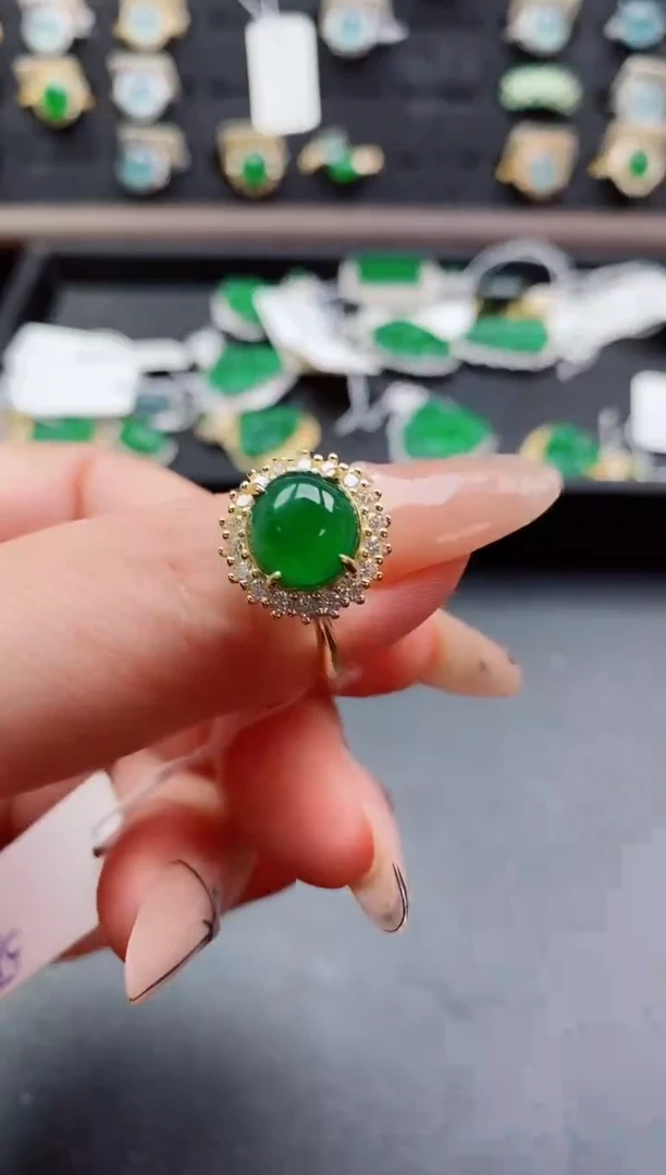 银S925镶嵌戒指翡翠1