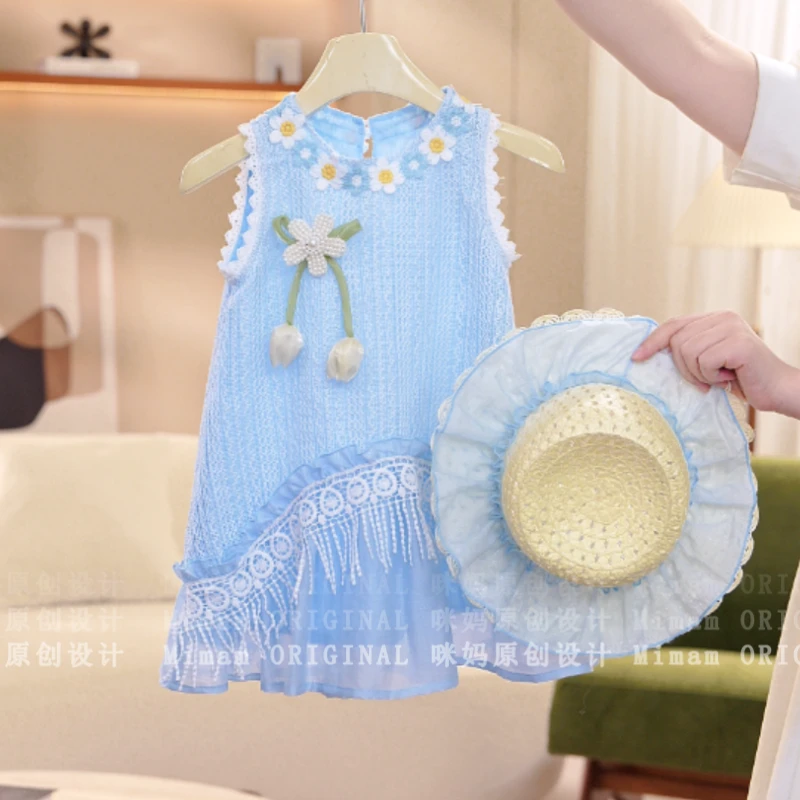 【蓝海浪花】女童海边度假风连衣裙新款时尚连衣裙5X179LS