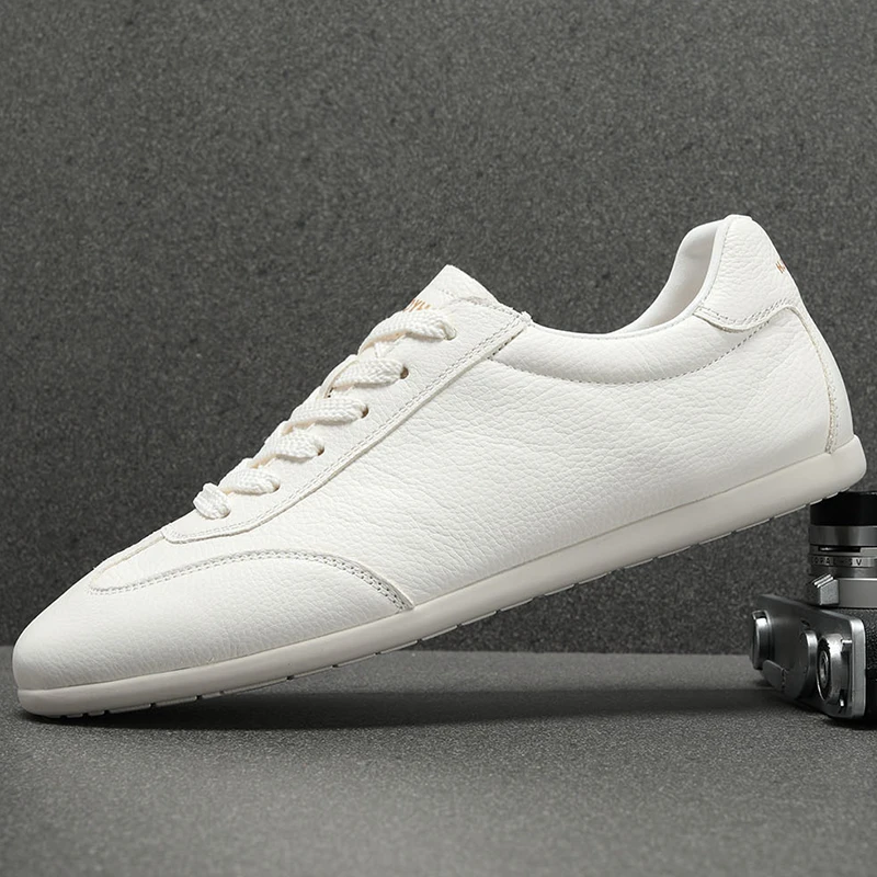 软牛皮男鞋2025新款秋季软底薄款透气真皮小白鞋平底耐磨休闲皮鞋