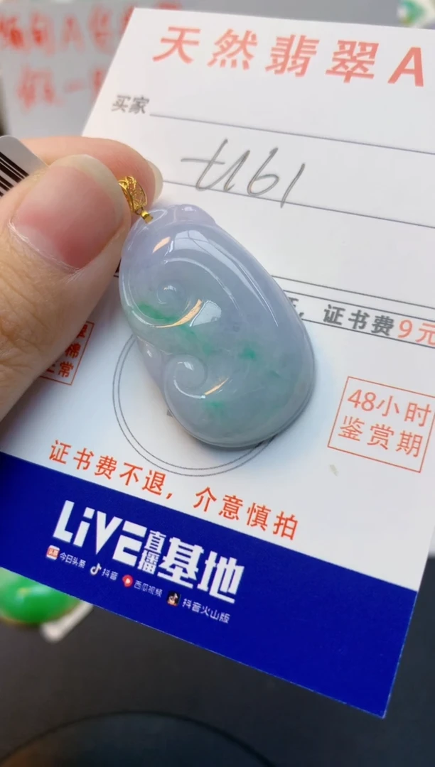 颈饰18K金镶嵌翡翠天然缅甸A货翡翠百元以上9元证书费自理