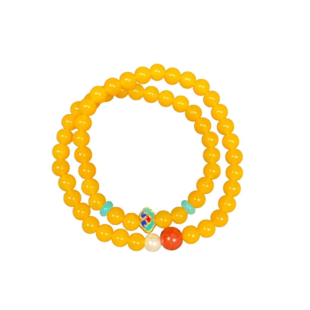 黄玛瑙双圈设计款手串--无盒--280