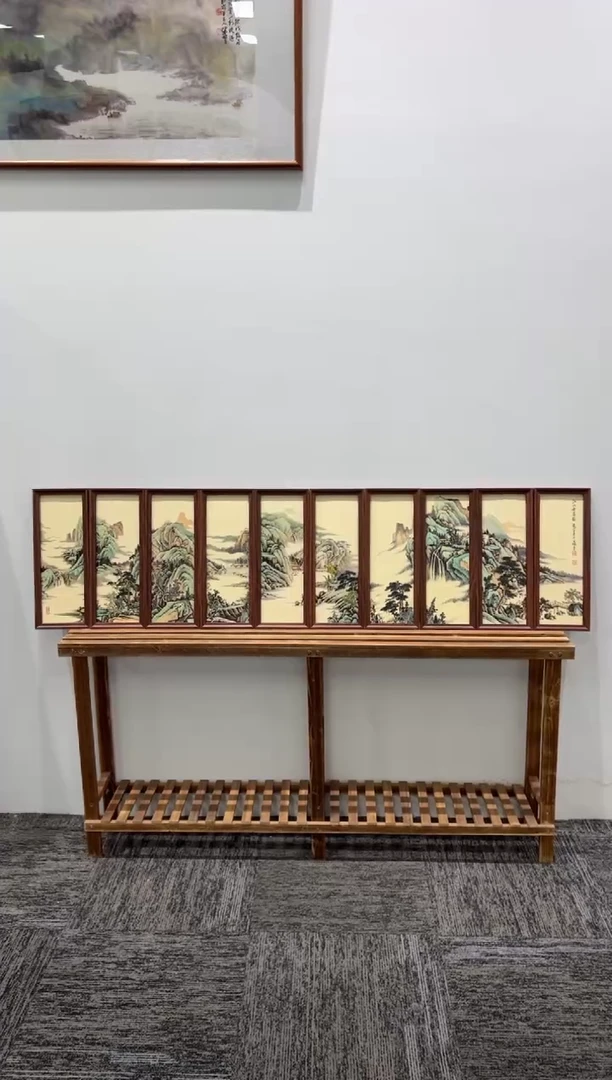 【闪购商品】书法17*43青绿山水江山无尽图十条屏周作光