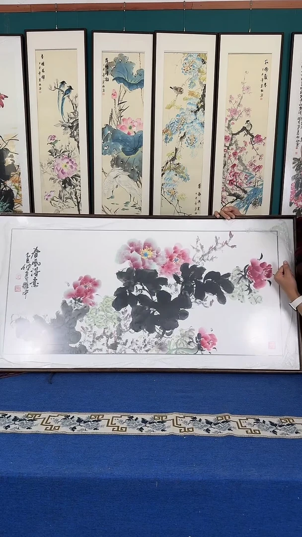 国画春风得意实木装裱63*93