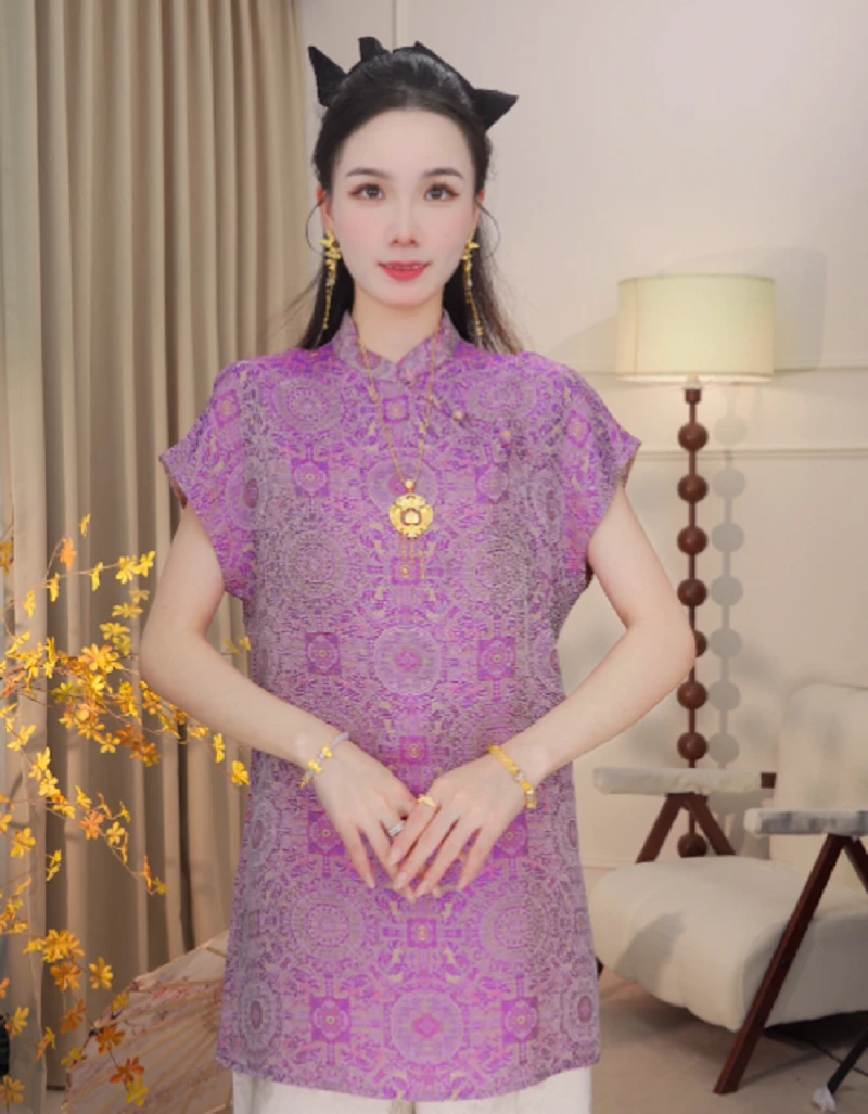 【四时如意】夏季国风新款斜门襟新中式奥黛款小衫2025B9688——婷婷