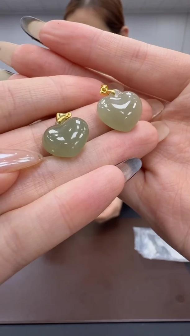 颈饰银S925镶嵌和田玉多样性发其一ly爱心