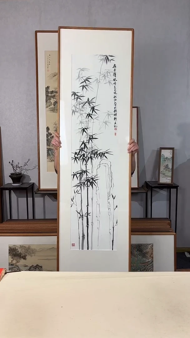 国画手绘*君子清风*52*172cm带框发货